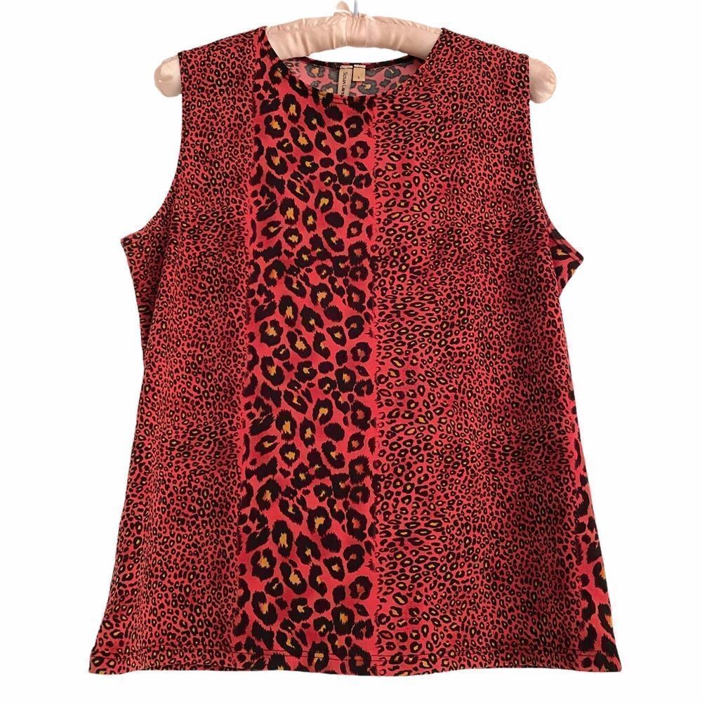 Susan Lawrence Red Leopard Print Tank Top